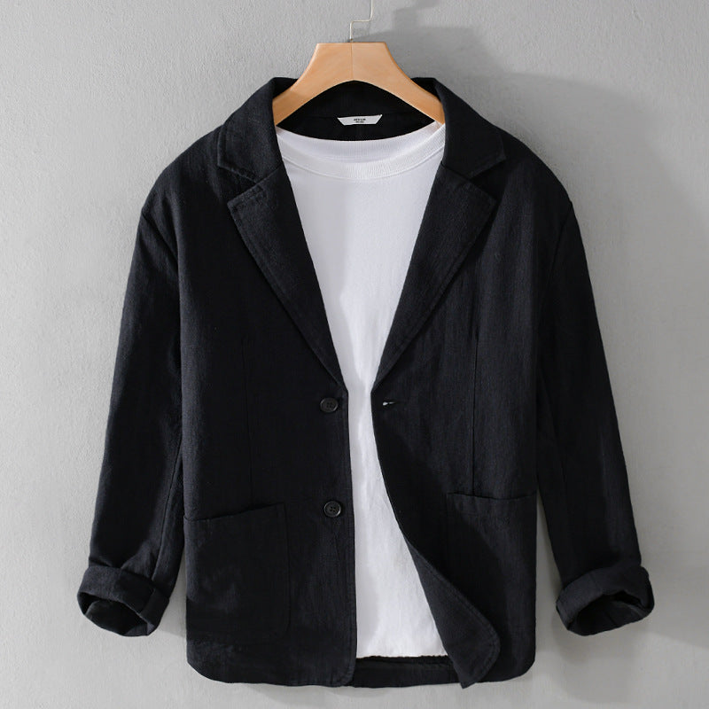 Men's Relaxed Casual Jacket with Pockets in Black