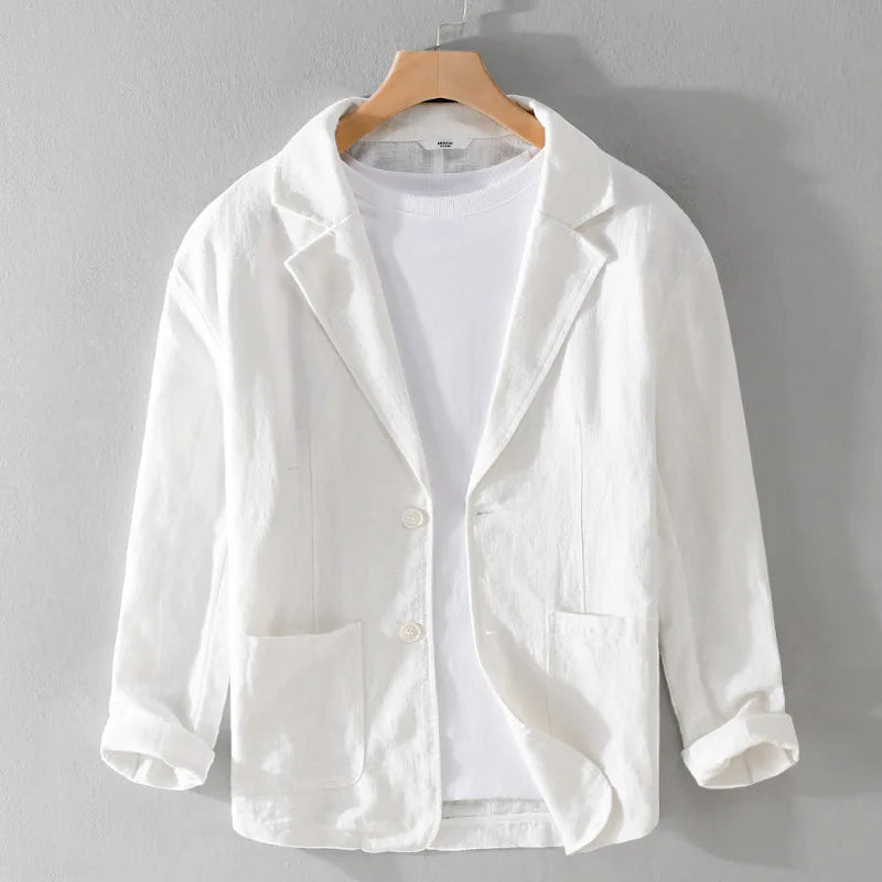 Men's Relaxed Casual Jacket with Pockets in White