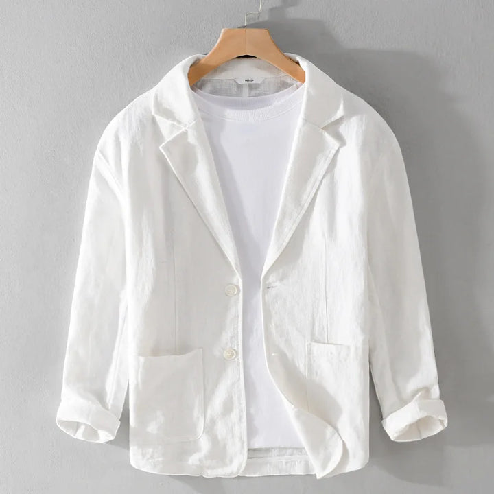 Men's Relaxed Casual Jacket with Pockets in White