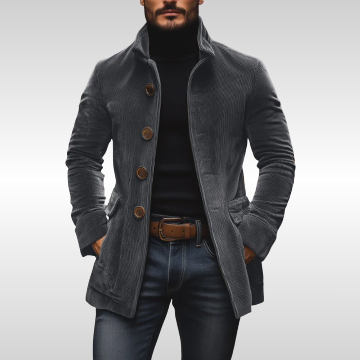Men's Slim Corduroy Coats for Autumn in Grey