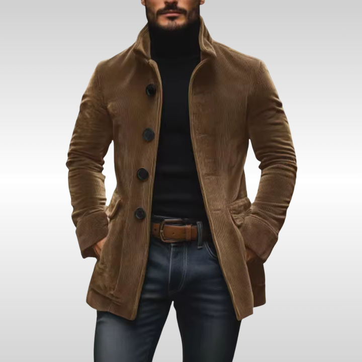 Men's Slim Corduroy Coats for Autumn in Light Brown