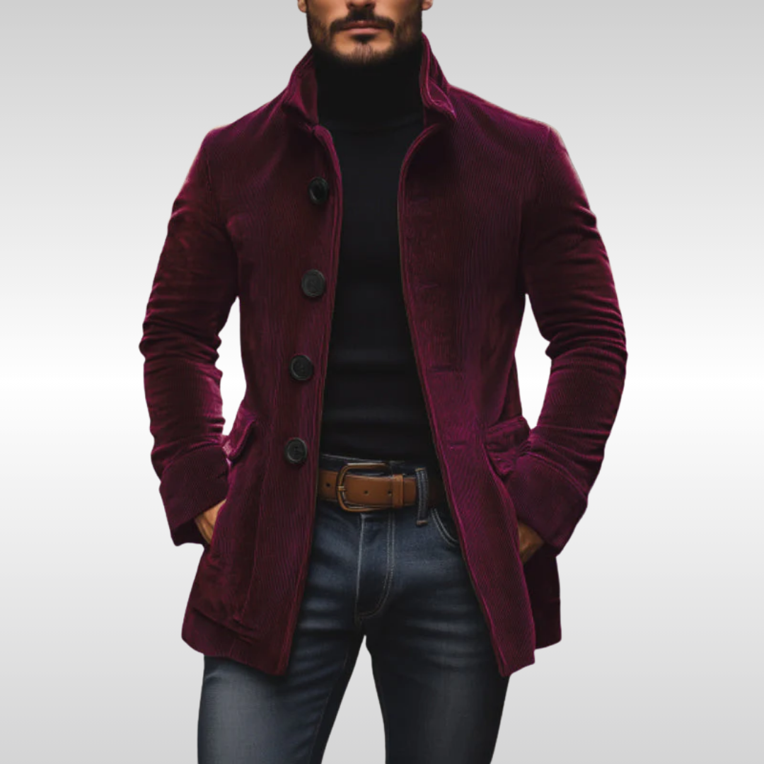 Men's Slim Corduroy Coats for Autumn in Wine