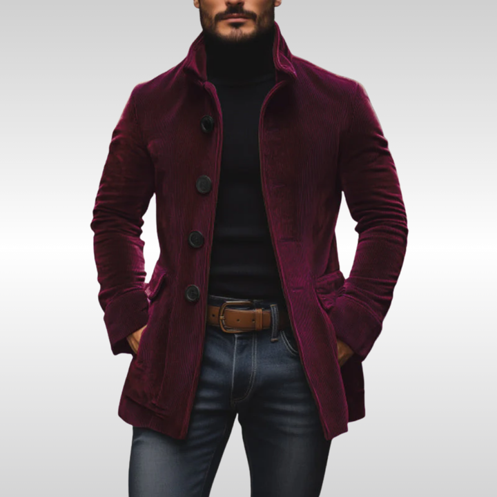Men's Slim Corduroy Coats for Autumn in Wine