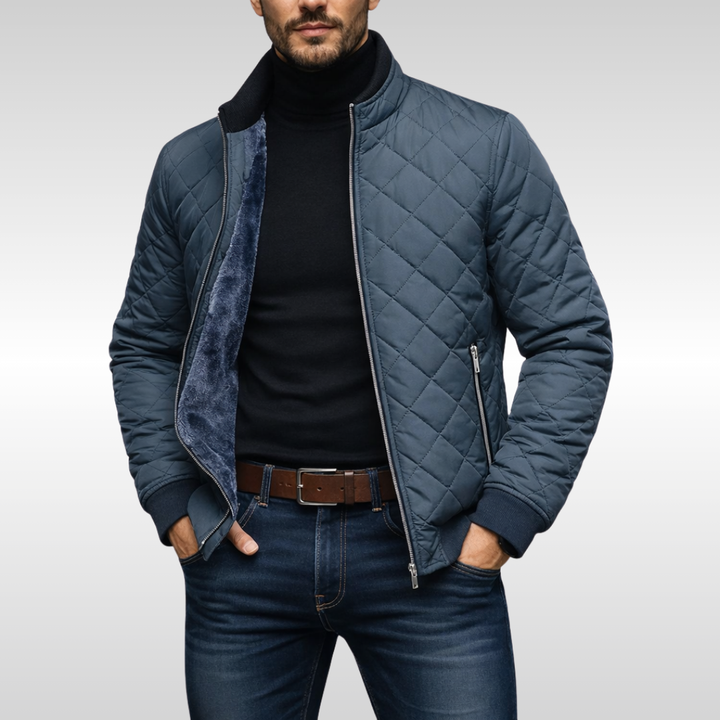 Men's Slim Quilted Jacket for Autumn in Grey