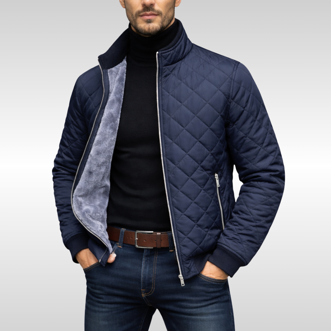 Men's Slim Quilted Jacket for Autumn in Navy