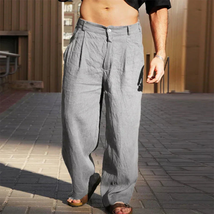 Men's Smart Wide-Leg Trousers for Autumn in Grey