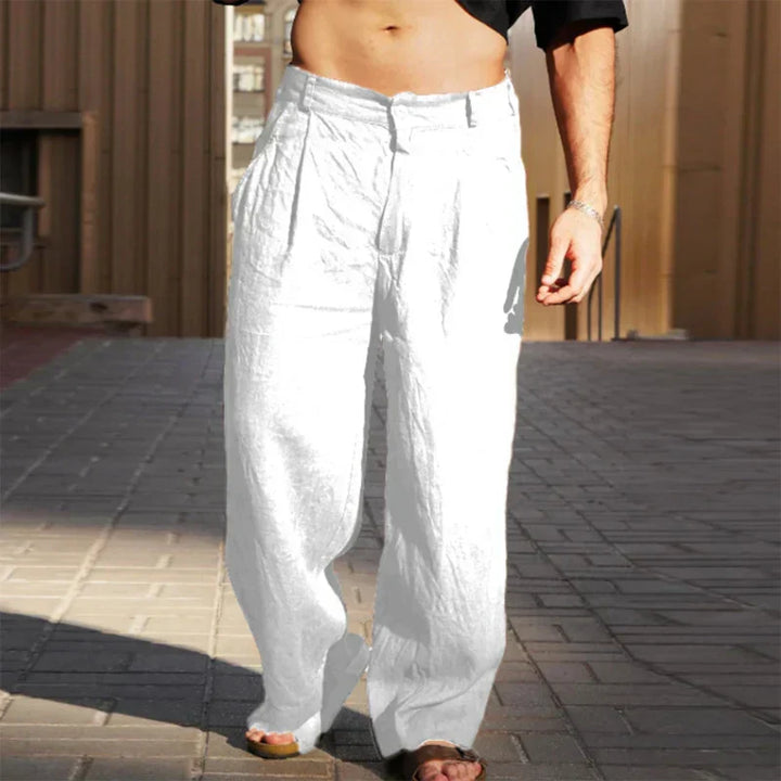 Men's Smart Wide-Leg Trousers for Autumn in White