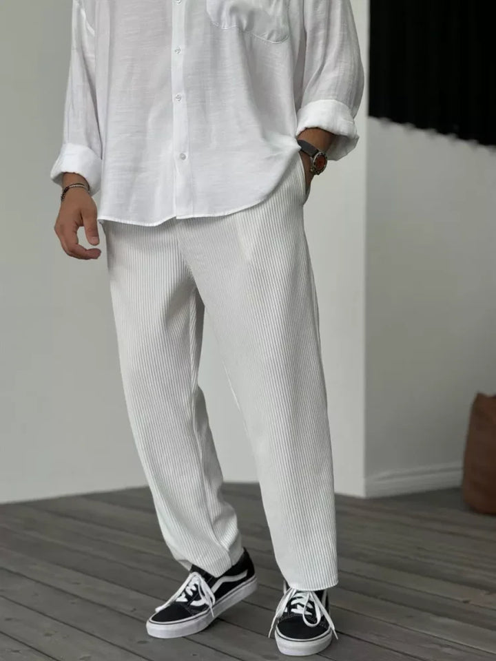 Men's Soft Luxury Trousers for Everyday Elegance in White