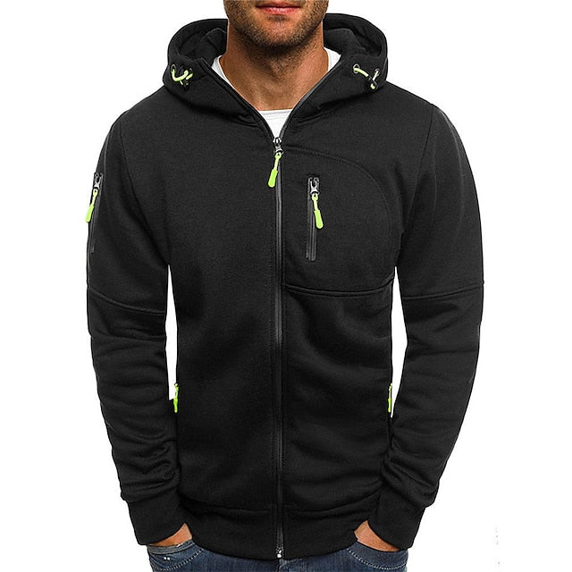 Men's Soft Polyester Hooded Pullover in Black