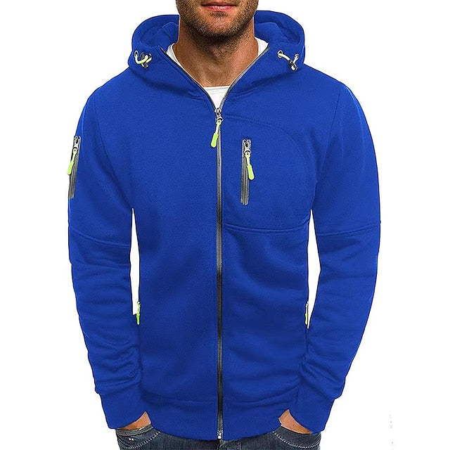 Men's Soft Polyester Hooded Pullover in Blue