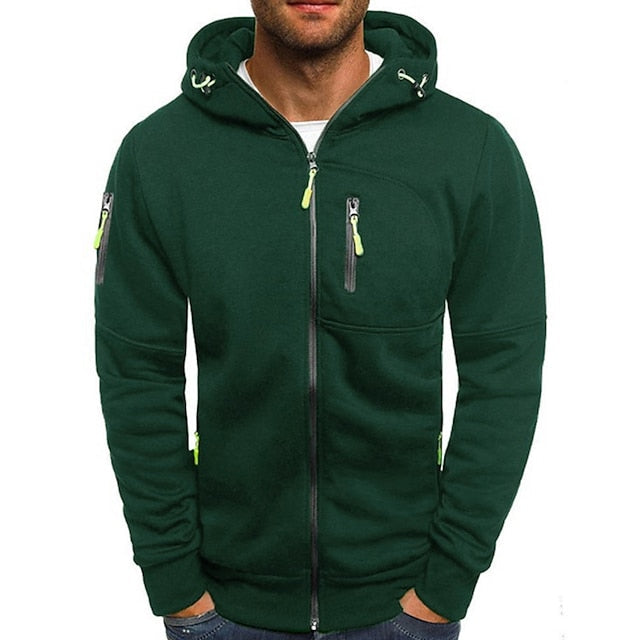 Men's Soft Polyester Hooded Pullover in Green