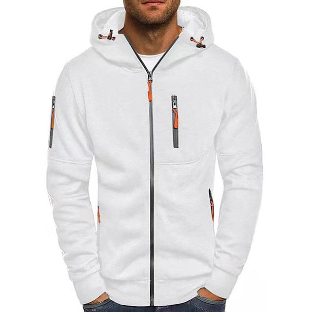 Men's Soft Polyester Hooded Pullover in White