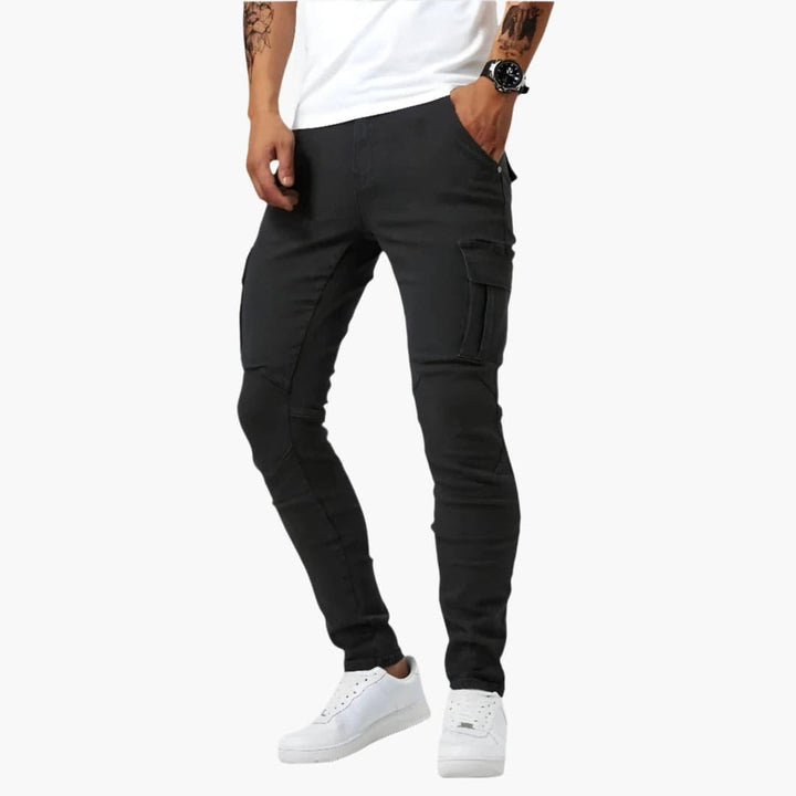Men's Stretch Cargo Trousers for Everyday Wear in Black