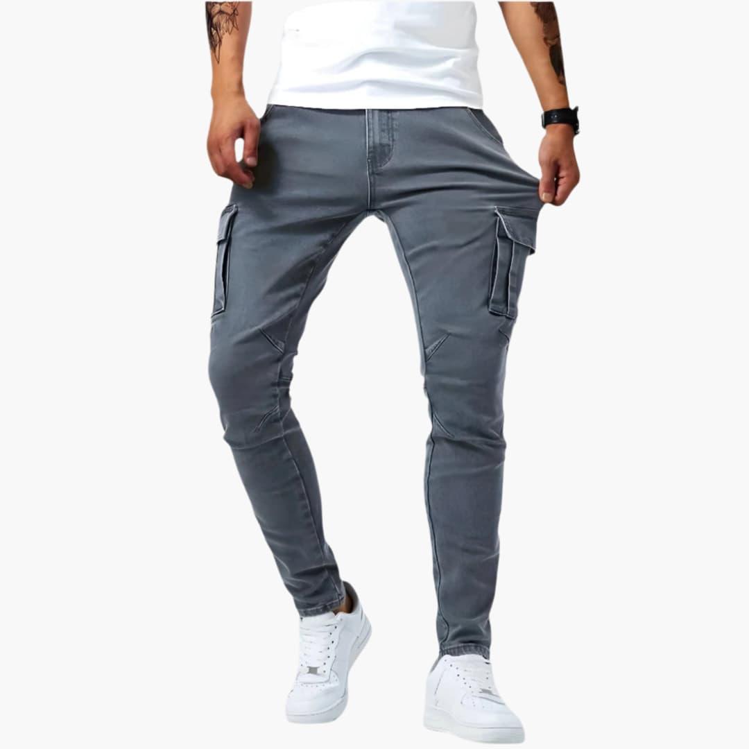 Men's Stretch Cargo Trousers for Everyday Wear in Grey