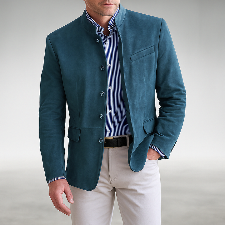 Men's Structured Button Cardigan for Casual Layering in Blue