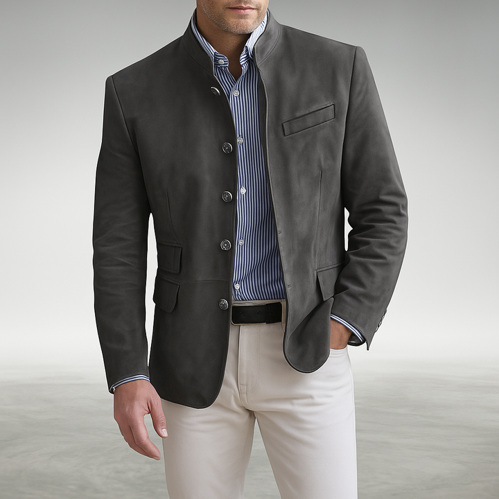 Men's Structured Button Cardigan for Casual Layering in Grey
