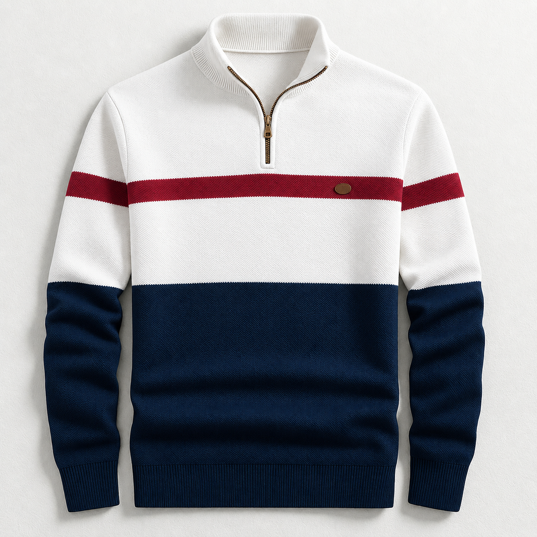 Men's Structured Half-Zip Jumper for Autumn Comfort in Navy