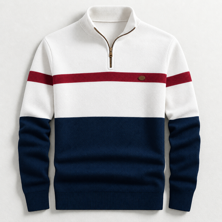 Men's Structured Half-Zip Jumper for Autumn Comfort in Navy