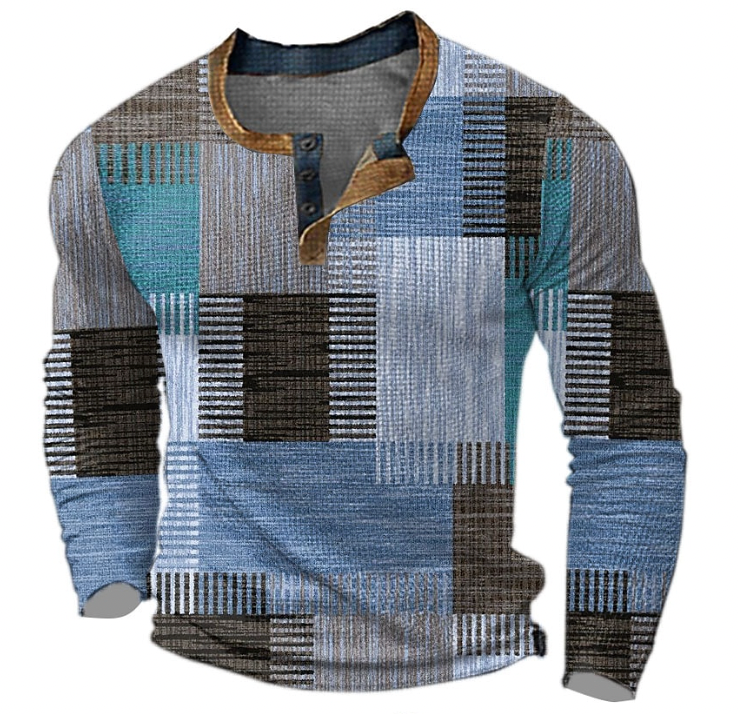 Men's Structured Pullover in Retro Style in Blue