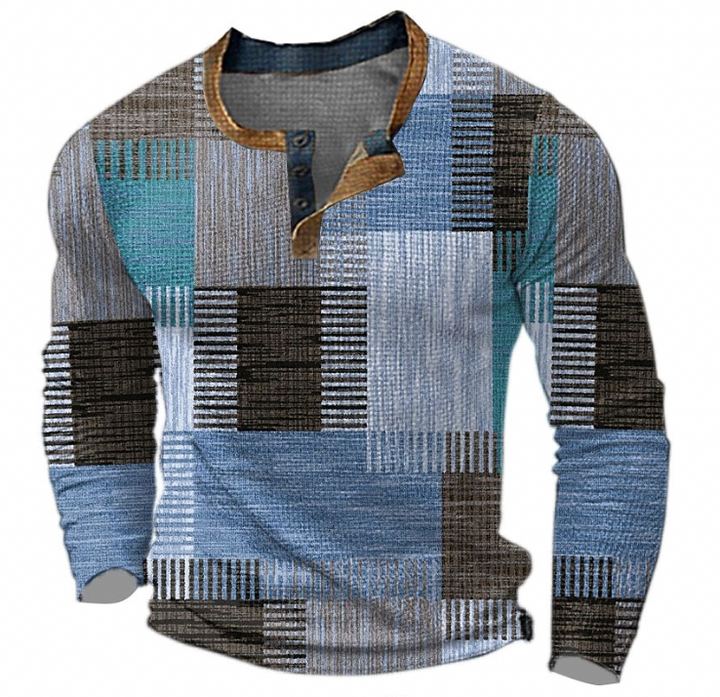Men's Structured Pullover in Retro Style in Blue
