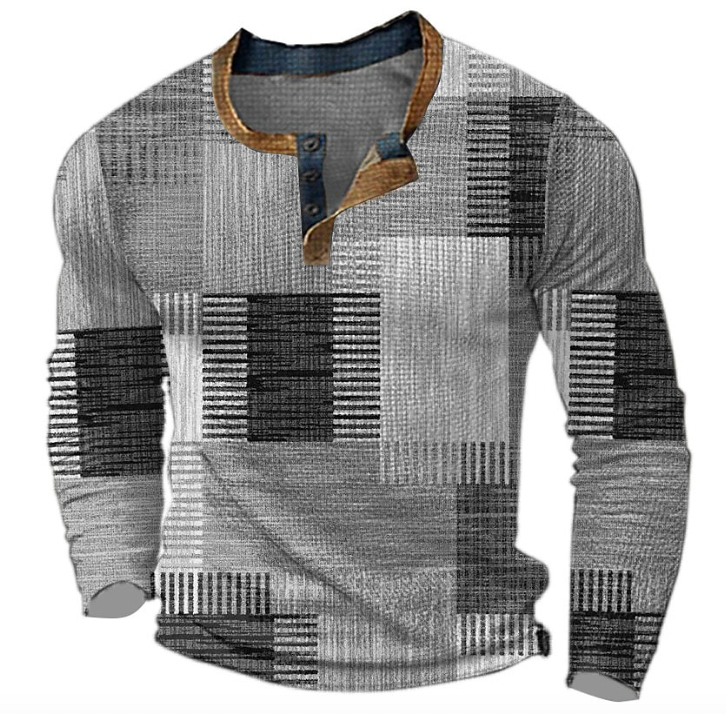 Men's Structured Pullover in Retro Style in Grey