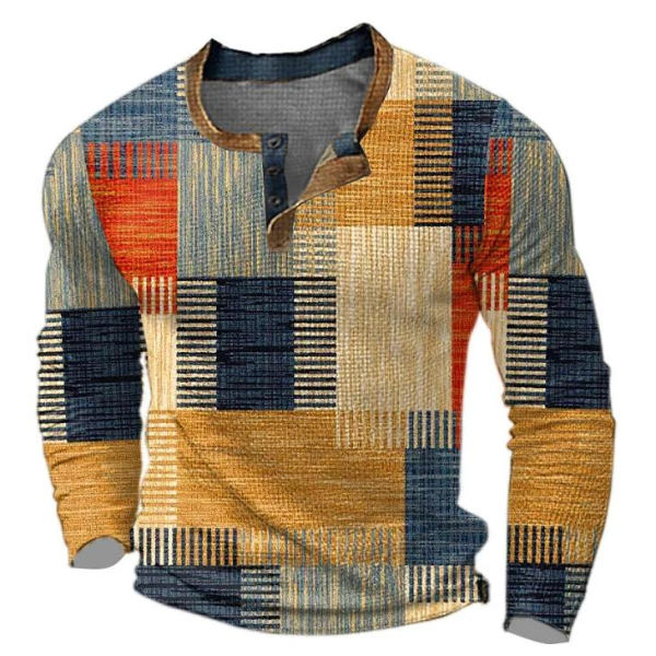 Men's Structured Pullover in Retro Style in Orange