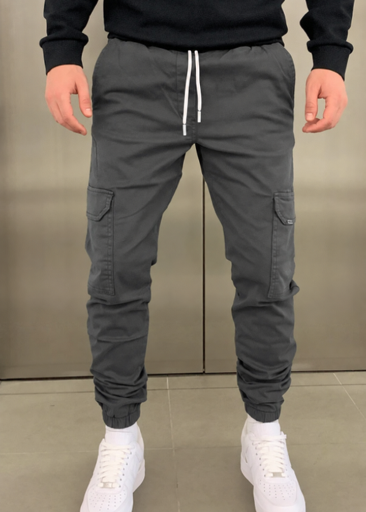 Men's Tactical Cargo Trousers with Deep Pockets in Dark Grey