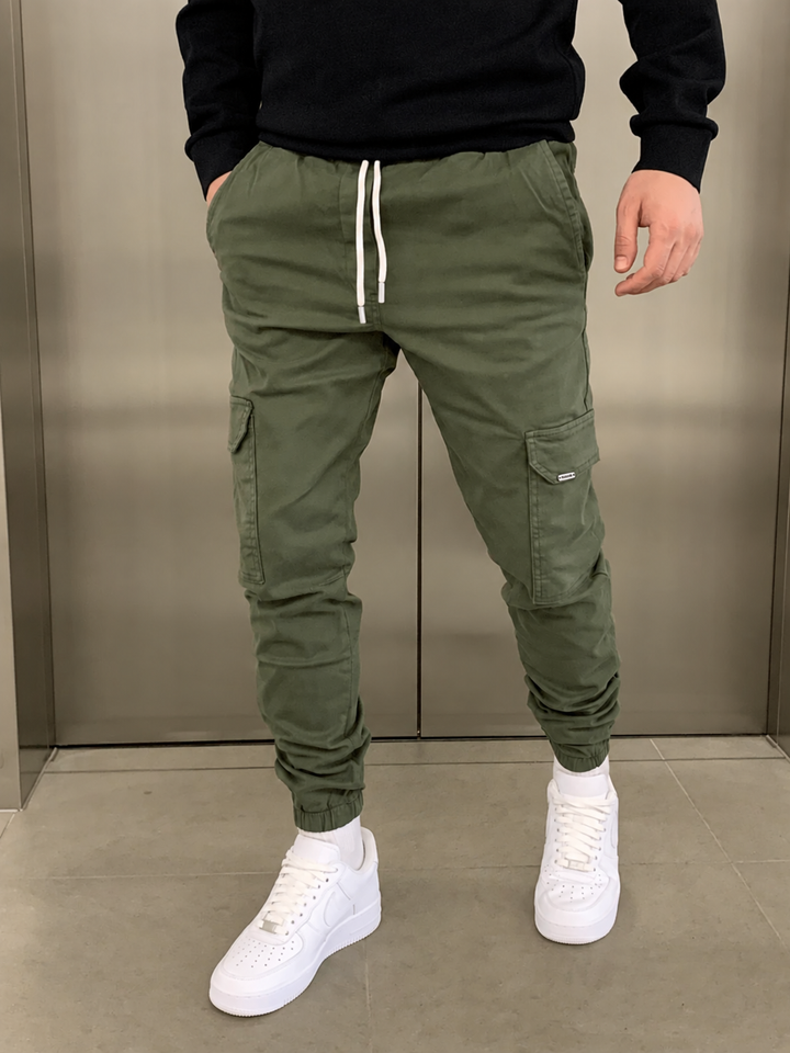 Men's Tactical Cargo Trousers with Deep Pockets in Militärgrün