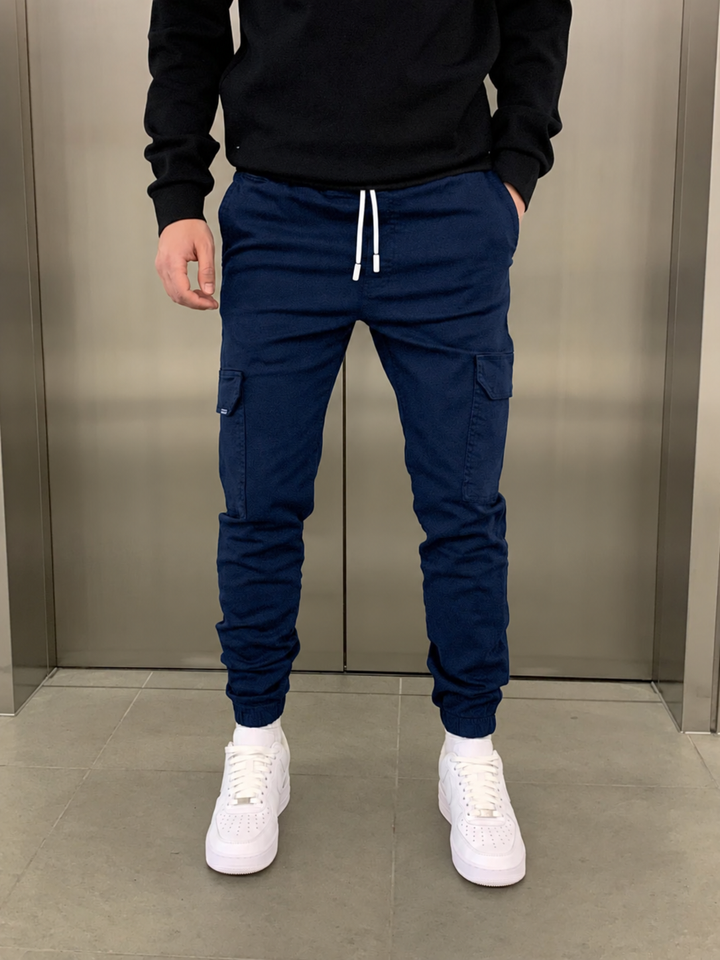Men's Tactical Cargo Trousers with Deep Pockets in Navy