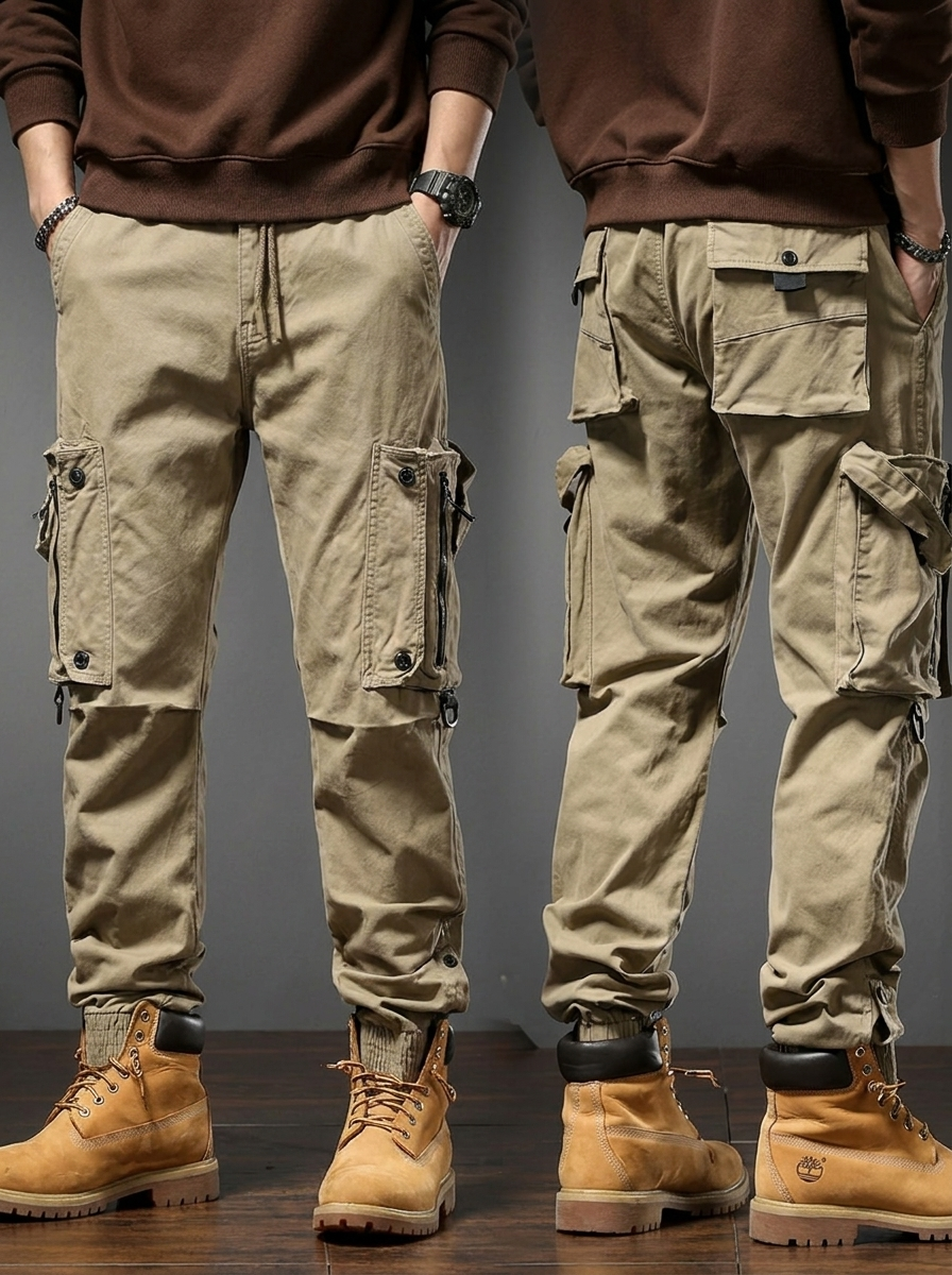 Men's Tactical Trousers for Outdoor Adventures in Beige