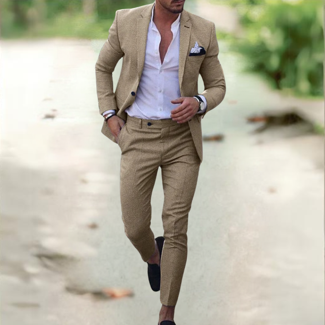 Men's Tailored Business Trousers and Jacket in Beige