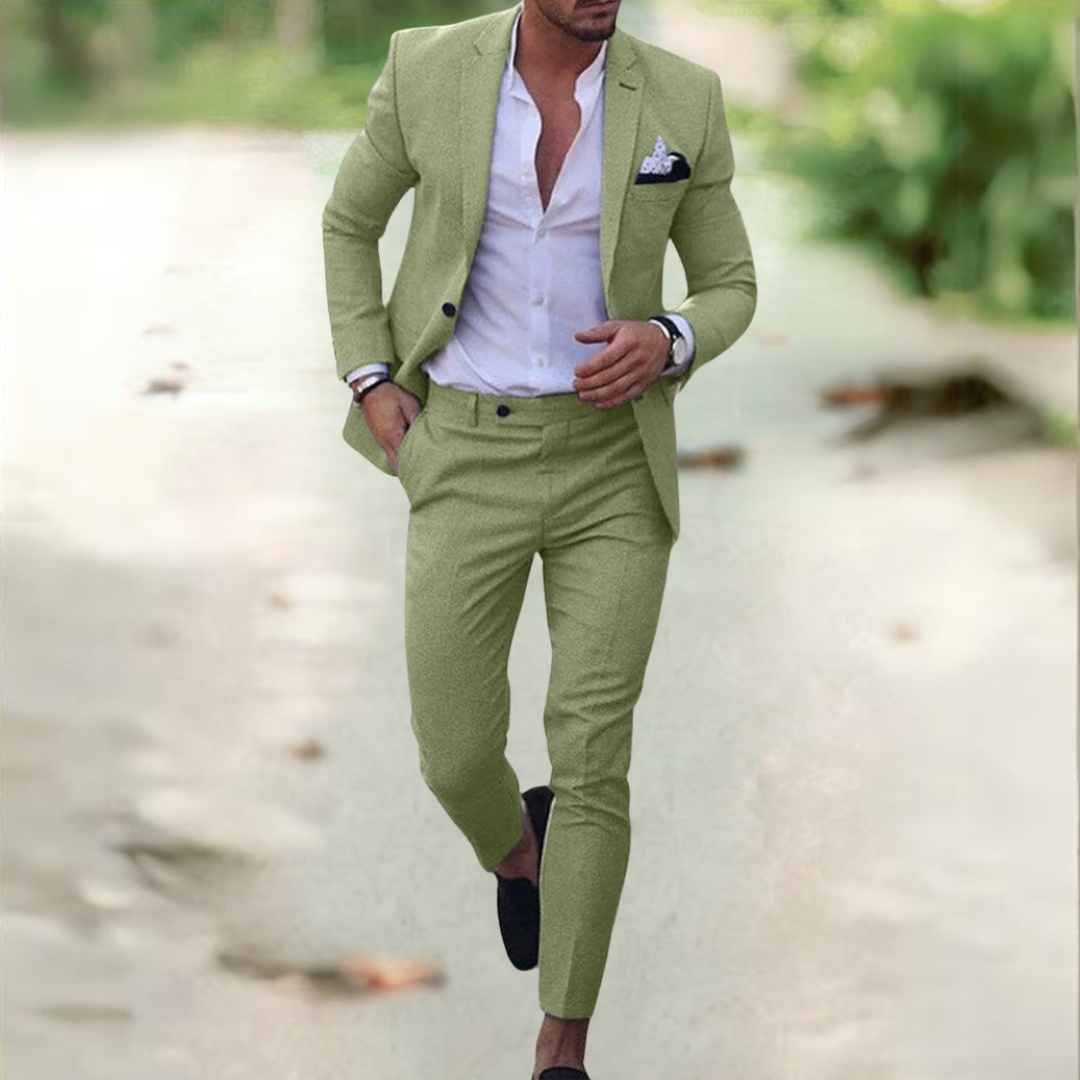 Men's Tailored Business Trousers and Jacket in Green