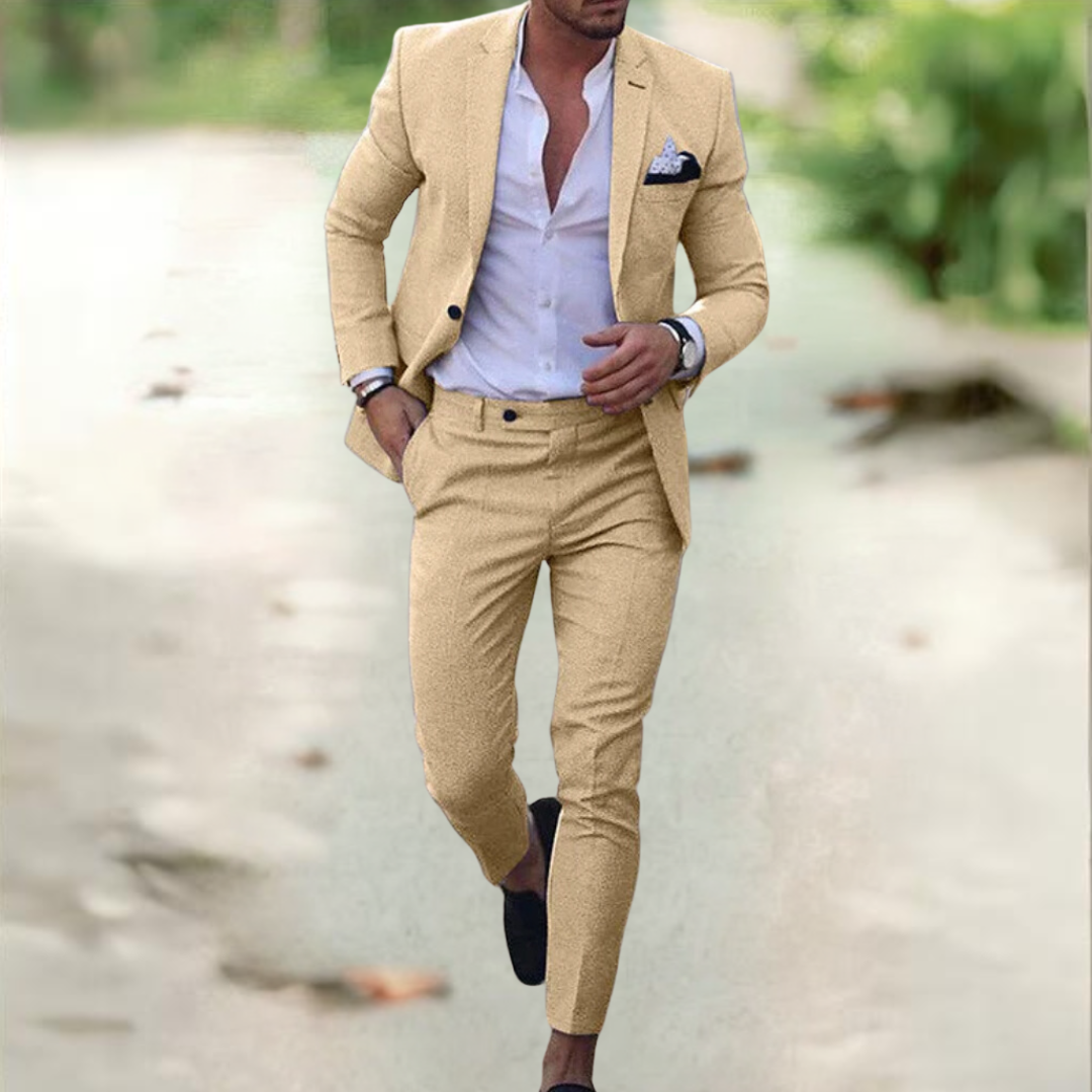Men's Tailored Business Trousers and Jacket in Khaki