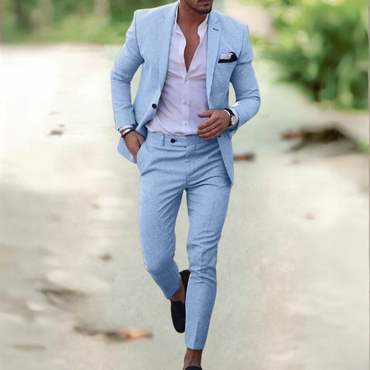 Men's Tailored Business Trousers and Jacket in Light Blue