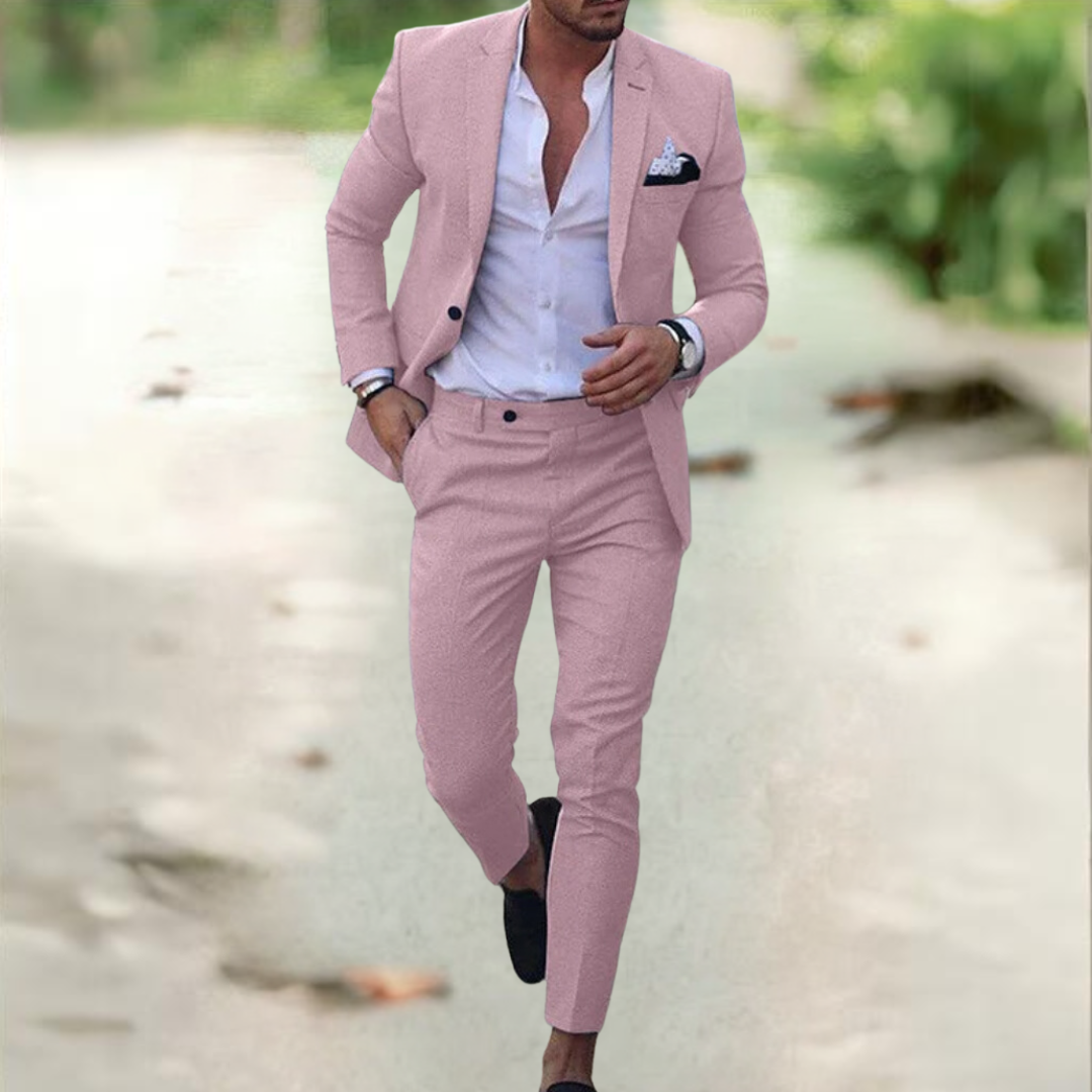 Men's Tailored Business Trousers and Jacket in Pink