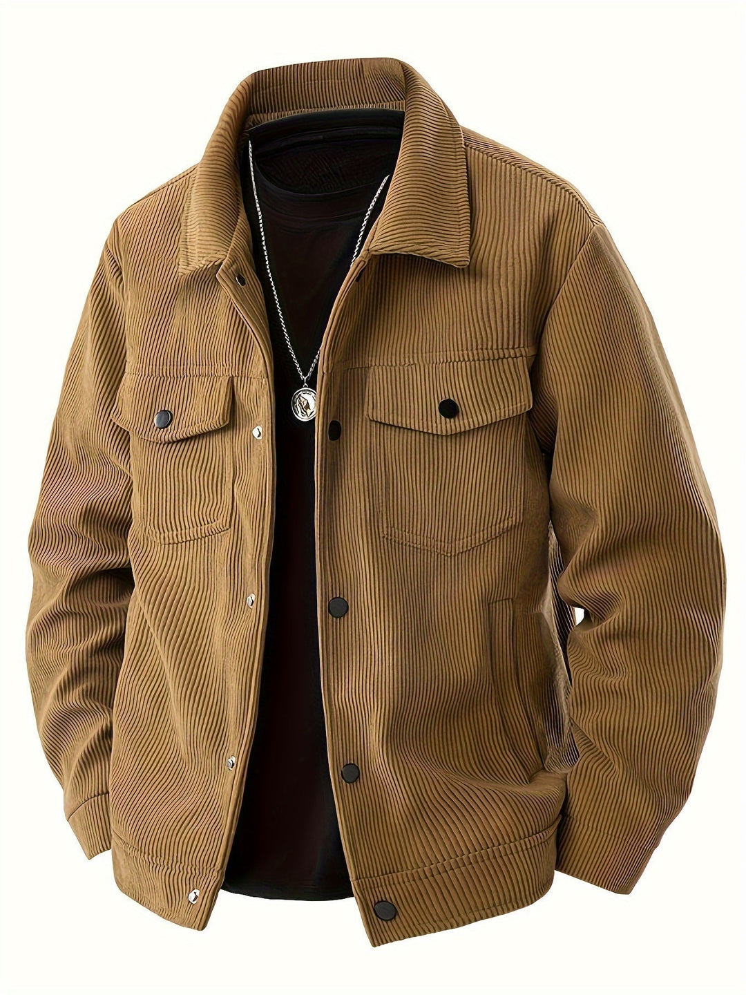 Men's Tailored Corduroy Jacket for Autumn in Brown
