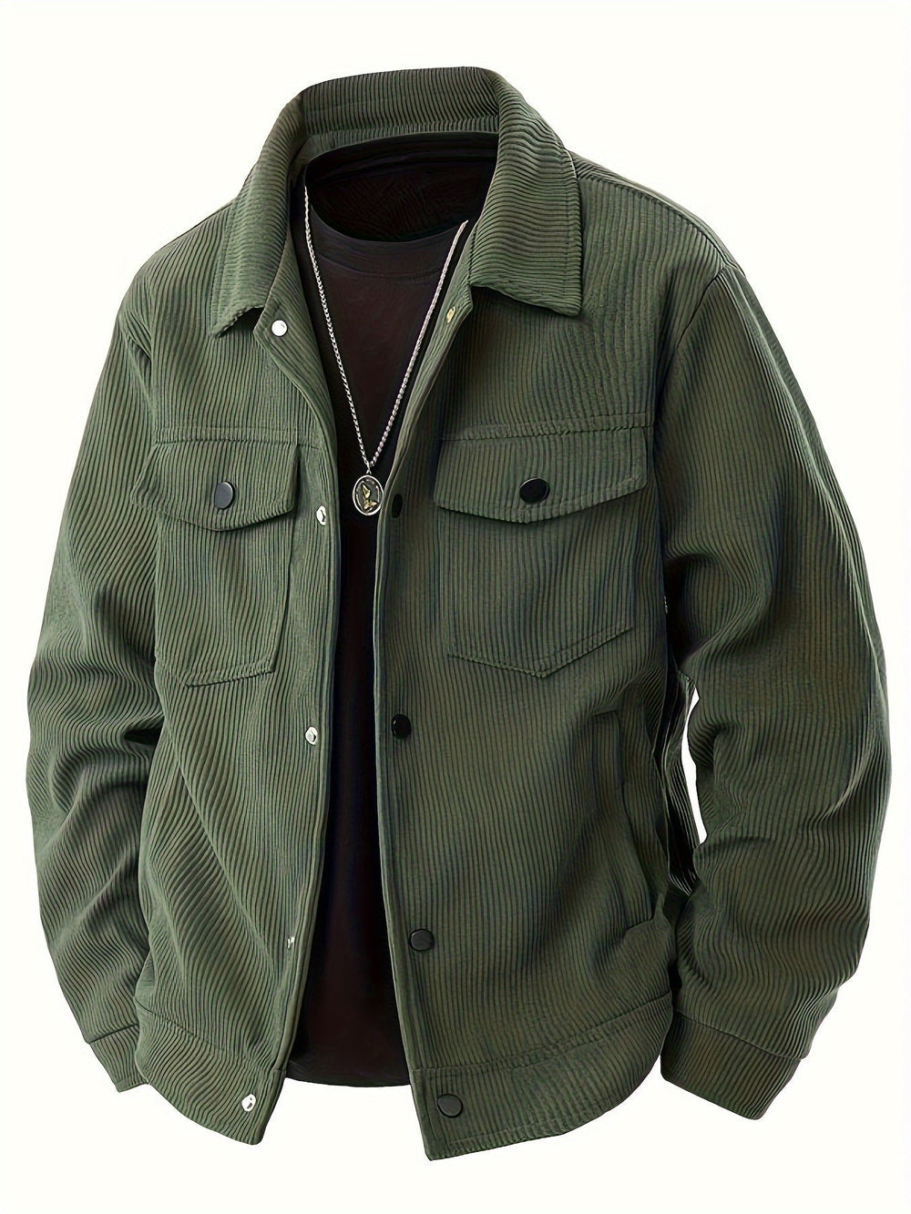 Men's Tailored Corduroy Jacket for Autumn in Green