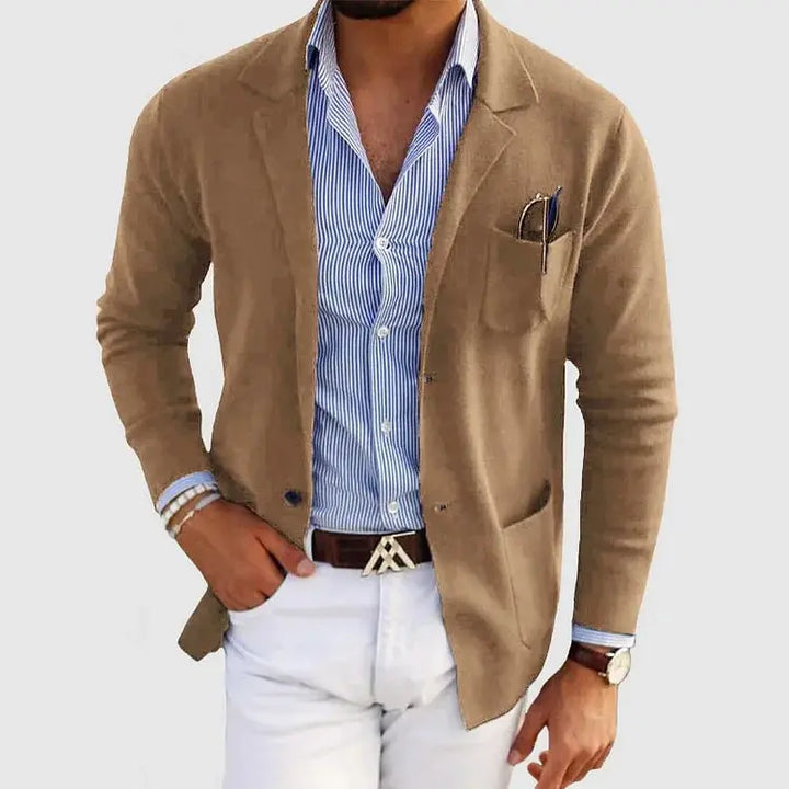 Men's Tailored Knit Work Jacket in Beige