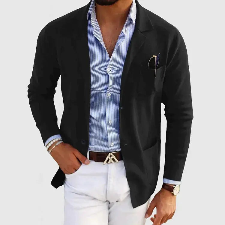 Men's Tailored Knit Work Jacket in Black