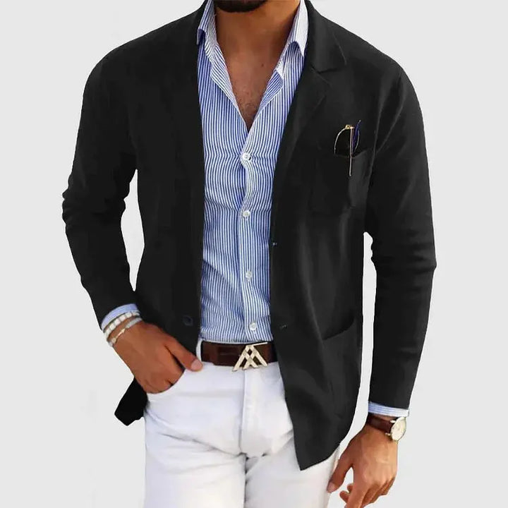 Men's Tailored Knit Work Jacket in Black