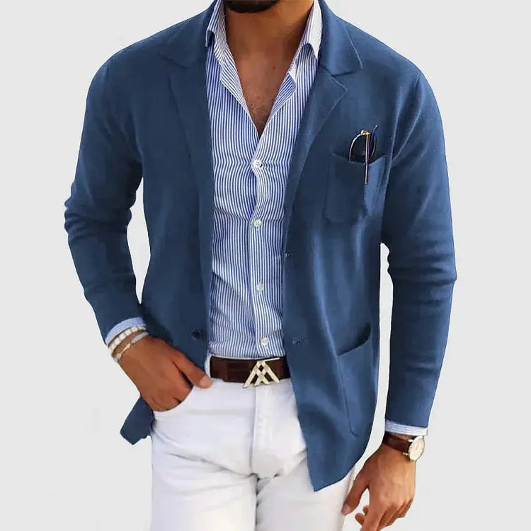 Men's Tailored Knit Work Jacket in Blue