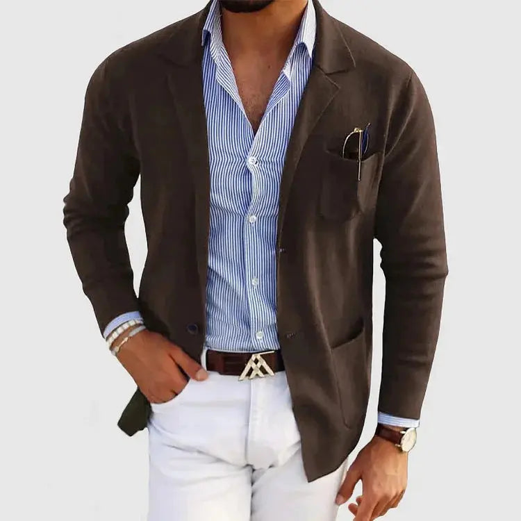 Men's Tailored Knit Work Jacket in Brown