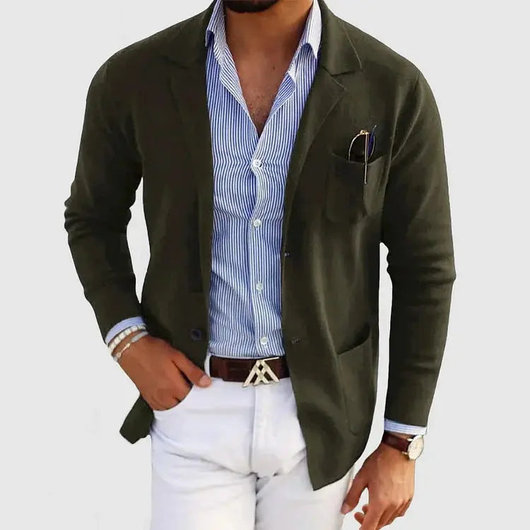 Men's Tailored Knit Work Jacket in Dark Green