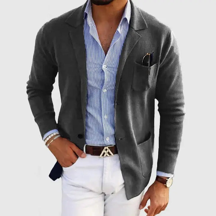 Men's Tailored Knit Work Jacket in Dark Grey