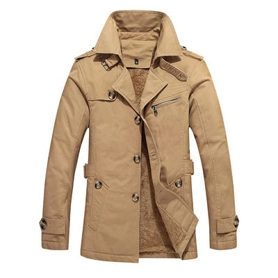 Men's Tailored Padded Trench Coats in Beige