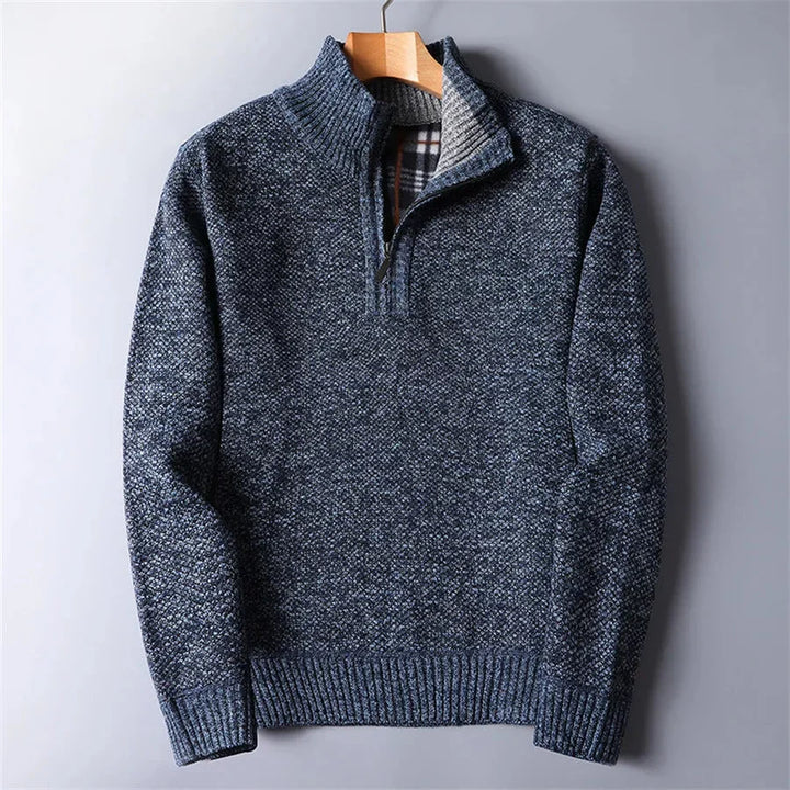 Men's Tailored Quarter-Zip Pullover in Blue