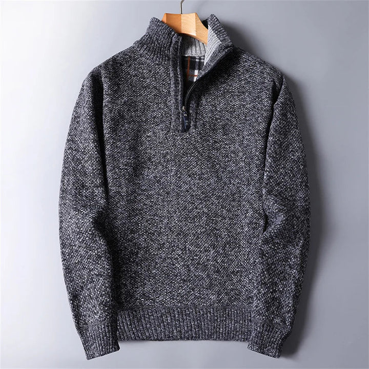 Men's Tailored Quarter-Zip Pullover in Grey