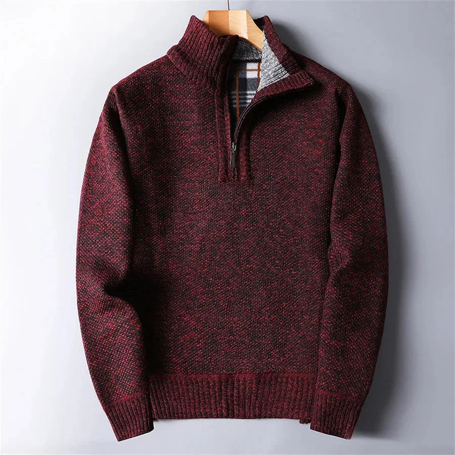 Men's Tailored Quarter-Zip Pullover in Red