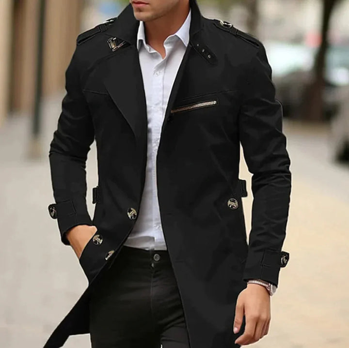 Men's Tailored Trench Coats for Autumn in Black