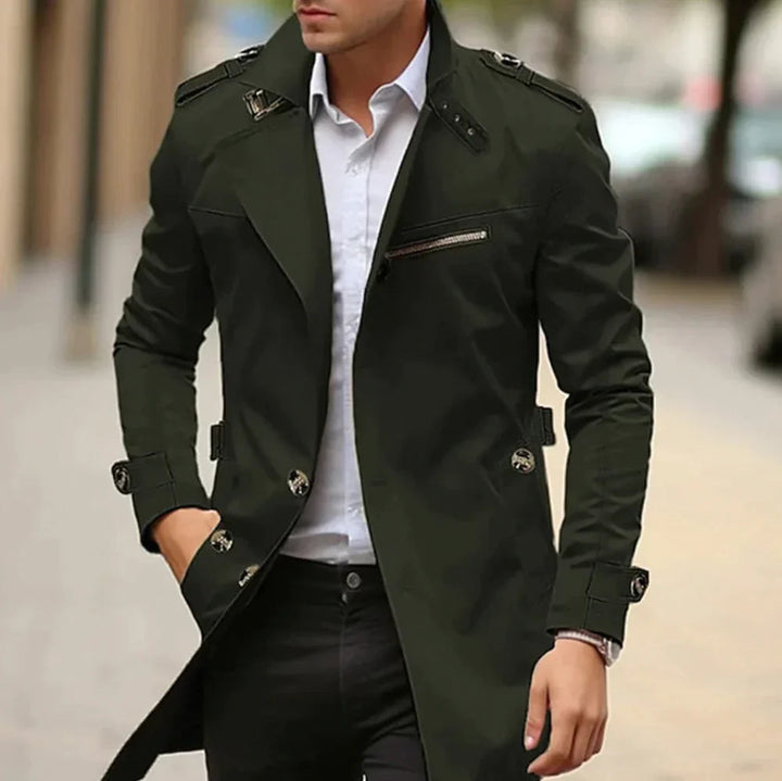 Men's Tailored Trench Coats for Autumn in Green